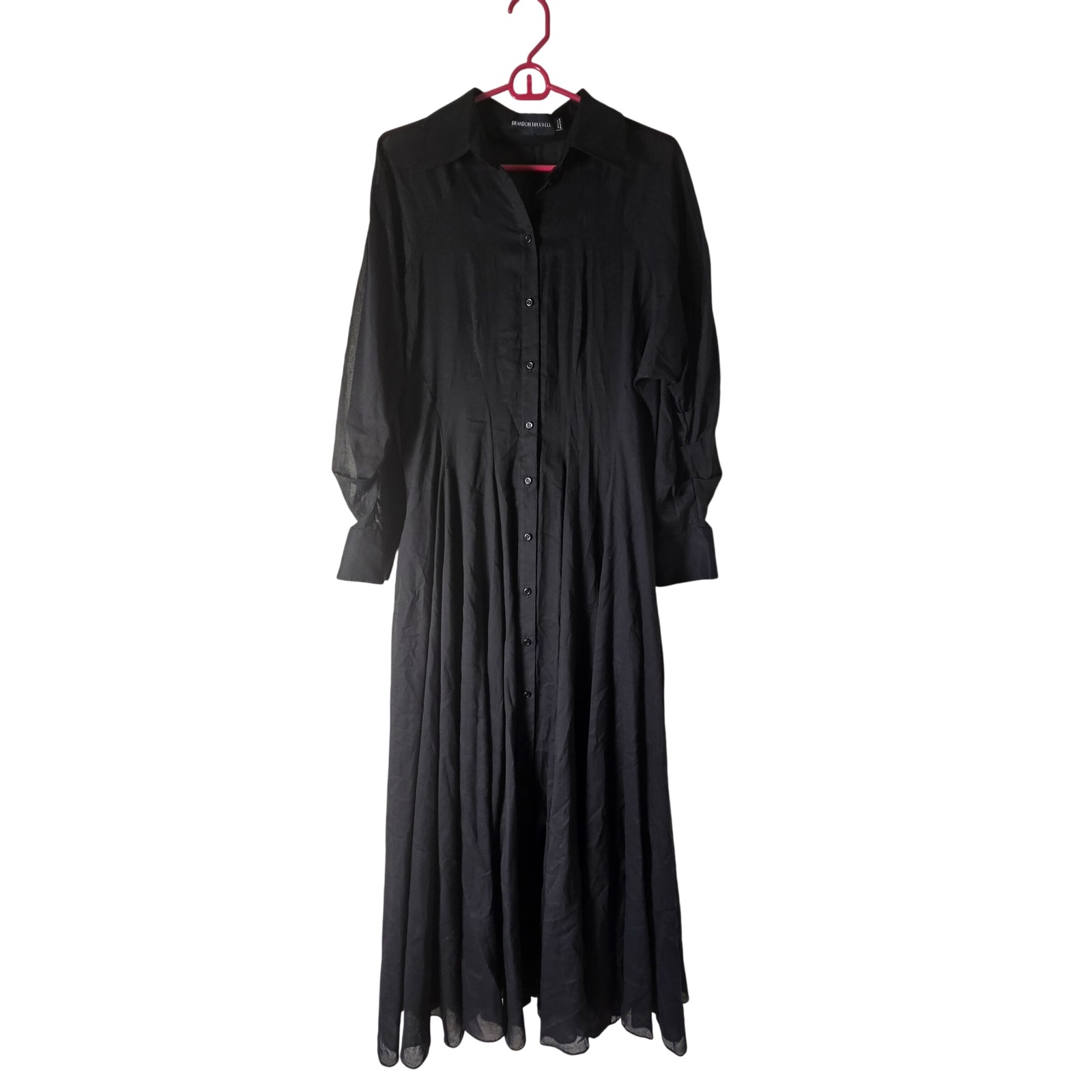 Brandon Maxwell The Virginia Gathered Cotton-Voile Midi Shirt Dress L-Xl Luxury